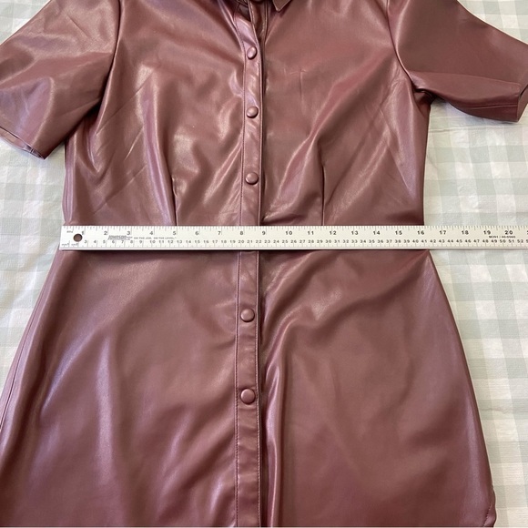 Soaked Faux Leather Brown Mini Dress | Contemporary Western Short Sleeve Small - Picture 11 of 14